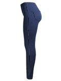 Slim Fit Blue White Stripe Fashion Women Denim Jeans