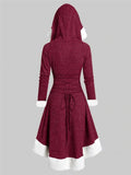 Winter Solid Color Long Sleeve Lace-up Hoodie Dress