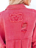 Women's Trendy Lapel Raw Edge Long Sleeve Denim Jacket