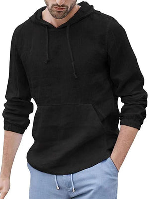 Casual Cotton Linen Long Sleeve Mens Lightweight Hoodie