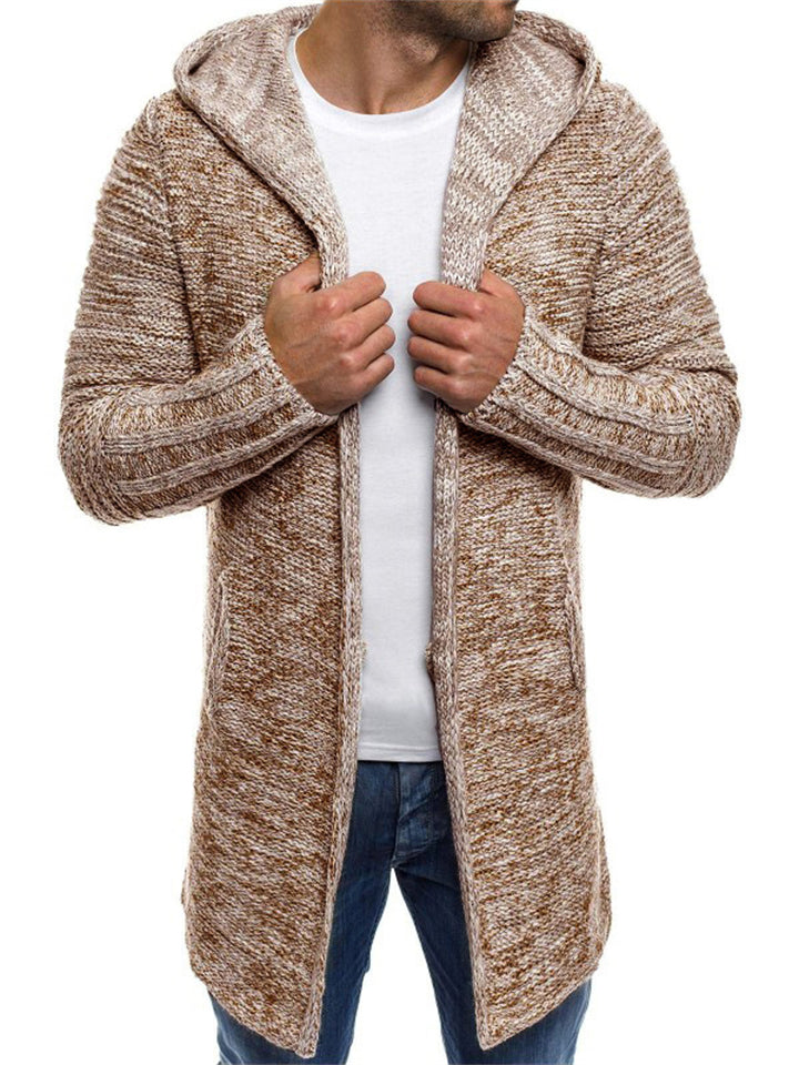 Male Autumn Winter Mid Length Hooded Cardigan Sweaters