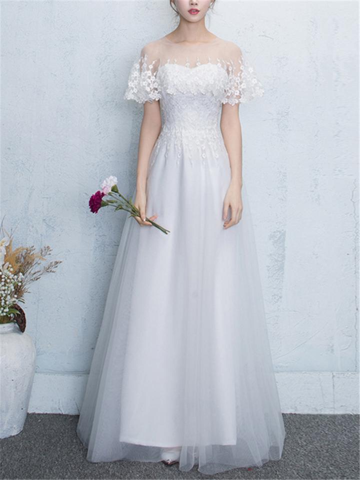 Gorgeous Applique A-Lined Tulle Dress for Wedding