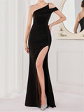 Graceful Sexy Slim Split One-Shoulder Long Evening Dresses