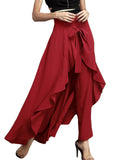 Women's Stylish High Rise Irregular Hem Loose Chiffon Pants Skirts