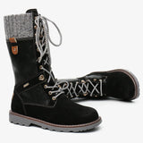 Women‘s Splicing Lace Up Mid Calf Winter Snow Boots