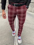 Casual Fashion Stripe And Plaid Design Solid Color Straight-Leg Pants