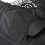 Wireless Rose Lace Front Zip Soft Cotton Lining Sleep Bras - Black