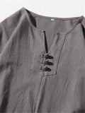 Comfy 2-Piece Linen Outfit Front Button T-Shirt + Drawstring Cropped Pants