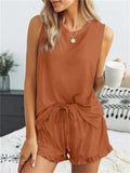 Women's Loose Cozy Round Neck Sleeveless Summer Sets