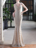 Graceful Sequins Fishtail Solid Color Sleeveless Evening Dresses