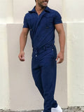 Stylish Summer Men's Oversized Short Sleeve Zipper Jumpsuits