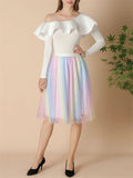 Ladies Elastic Waist Polka Dot Heart Print A-line Skirts