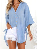 Irregular Half Sleeve Linen Shirts