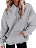 Simple Ladies Solid Color Long Sleeve Hoodies