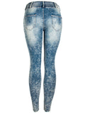 Women's Street Style Super Cool Ripped Denim Jeans for Motorcycle