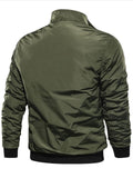 Men's Cool Stand Collar Full Zip Pocket Jacket Coat