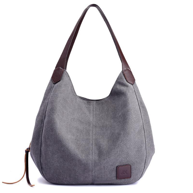 Women's Canvas Three Layer Tote Bag Casual Vintage Handbag