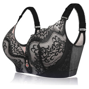 Plus Size Push Up Side Support Lace Bras - Mix Black