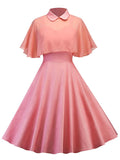 1950S Princess Seamed Bodice Patchwork Cape Swing Dress