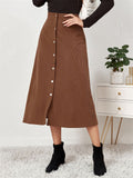 Female Autumn Winter Corduroy Single Breasted Skirts