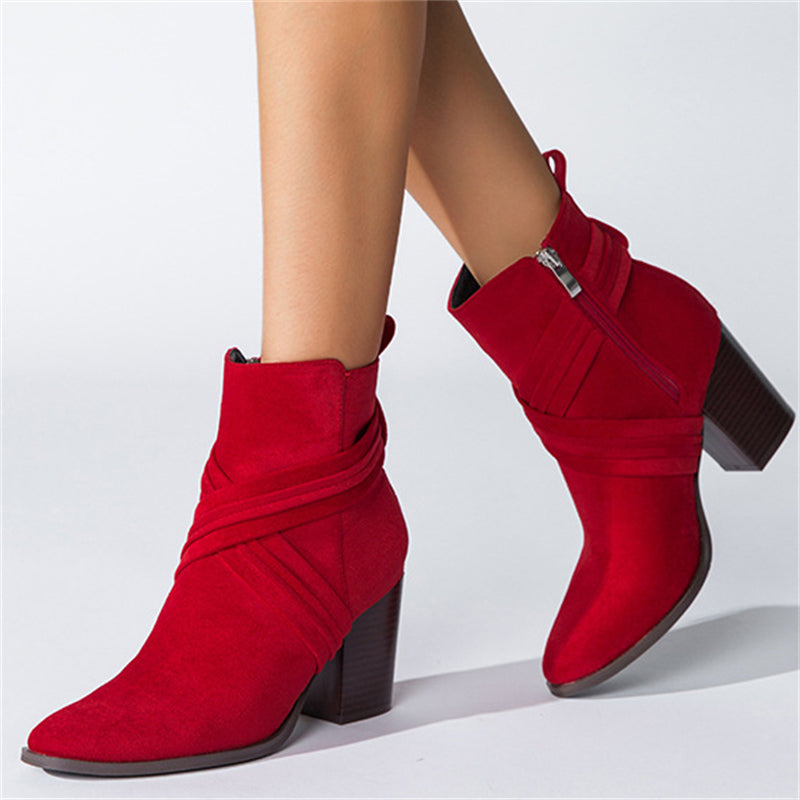 Fashion Pointed Toe High Heels Women Grace Suede Ankle Boots