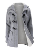 Vintage Casual Warm Plush Lined Hooded Jacket for Women