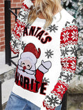 Santa Claus Embroidery Round Neck Pullover Women Knitted Sweater for Christmas Party