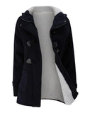 Vintage Casual Warm Plush Lined Hooded Jacket for Women