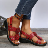 Trendy Open Toe Floral Vintage Sandals for Women