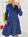 Women's Winter Fashion Button Down Corduroy Dress