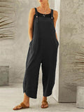Plus Size Cotton Linen Dungarees Jumpsuits