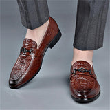 Men's Classic Crocodile Pattern Gentleman Business Slip On Dress Shoes