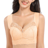 Plus Size Wireless Full Coverage Soft Lace Bralette - Red