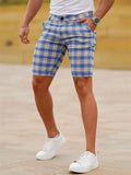 Men's Summer Slim Fit Checked Striped Suit Shorts