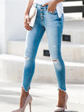 Sexy Irregular Slim Straight Fit Flare Style Jeans