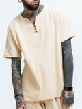 Men's Plus Short-Sleeved Solid Color Loose Cotton And Linen T-Shirt