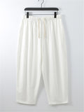Laid-Back Style Notched Neck Button Detailing Soft Cotton Set T-Shirt + Drawstring Pants