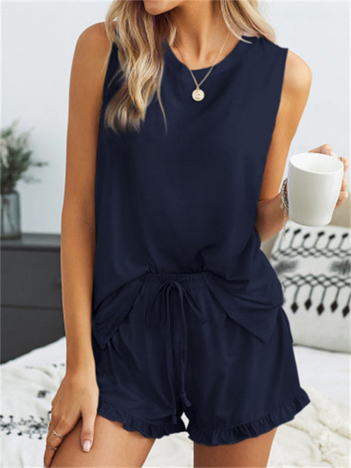 Women's Loose Cozy Round Neck Sleeveless Summer Sets