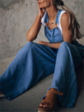 Women's Sleeveless Loose Denim Jumpsuits for Summer