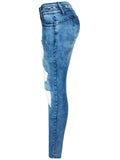 Women's Casual Style Floral Embroidery Buttons Denim Jeans