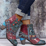 Amazing Retro Ethnic Style Splice Spika Heels Ladies Ankle Boots
