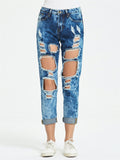 Street Style Fashion Loose Ripped Denim Jeans for Women