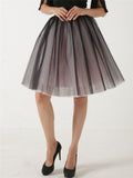 Simple Graceful Contrast Color Free Size Tulle Skirts For Women