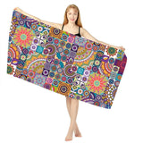 Ethnic Style Sand Repellent Floral Geometric Pattern Quick Dry Beach Blanket
