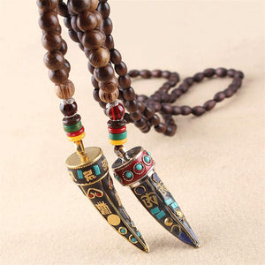 Fabulous Design Ethnic Horn Shaped Pendant Beaded Necklace