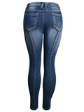 Women's Street Style Washed Effect Fashion Long Denim Jeans