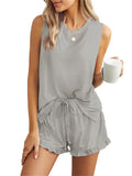 Women's Loose Cozy Round Neck Sleeveless Summer Sets