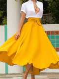 Elegant Women's High Waist Tie Front Maxi Skirt