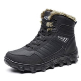 Mens Leather Fur Lined Warm Outdoor Water Resistant Mountaineering Snow Boots