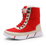 Unisex Lace-Up Windproof High-Top Cotton Lining Lightweight Snow Boots